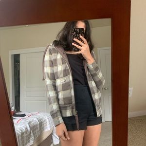 Plaid Puff+fleece jacket